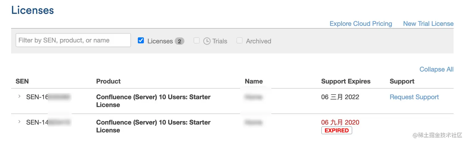 即将过期的 Confluence 授权