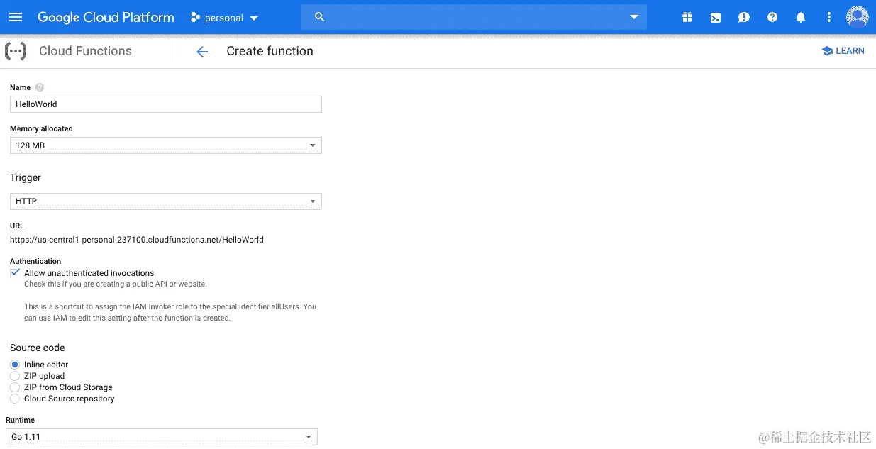 图 2.32：函数触发 URL