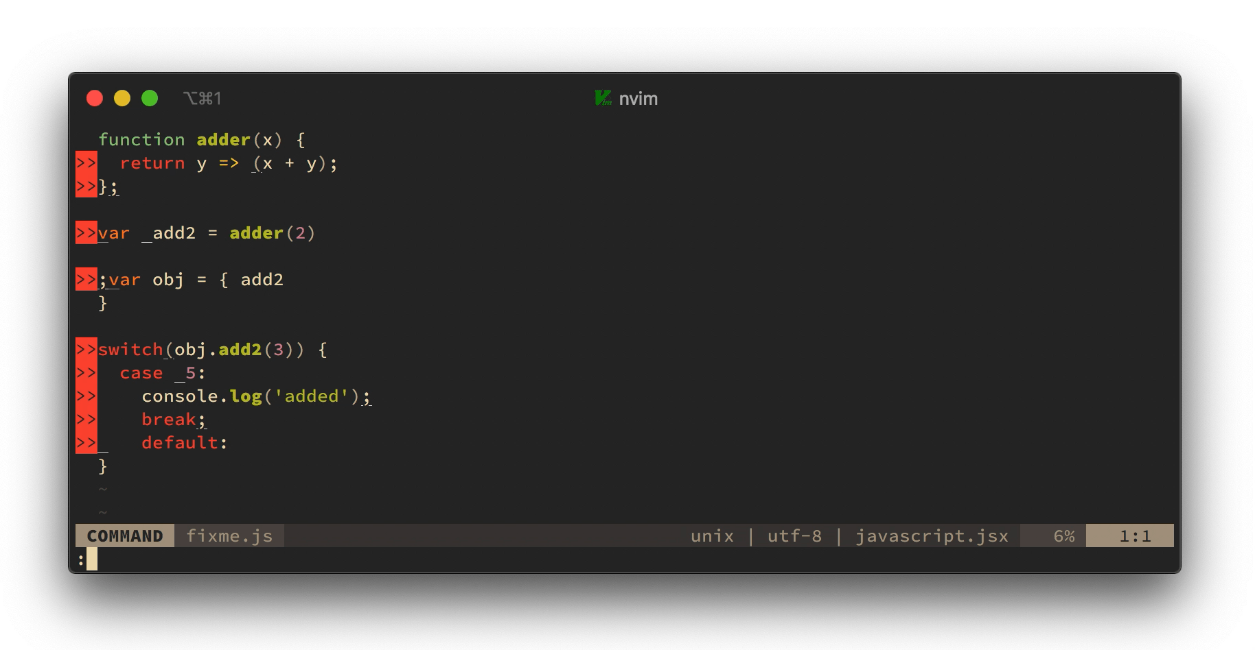 Image showing JavaScript code that is cleaned up by ESLint. First, it shows code with extra code highlighted. Then, it shows the cleaned code.