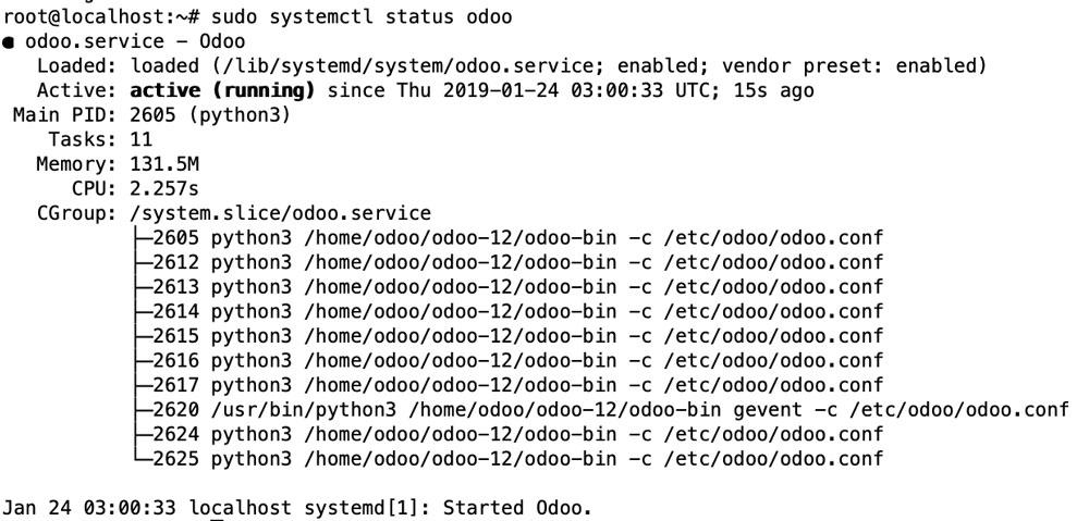 Odoo 12服务运行状态