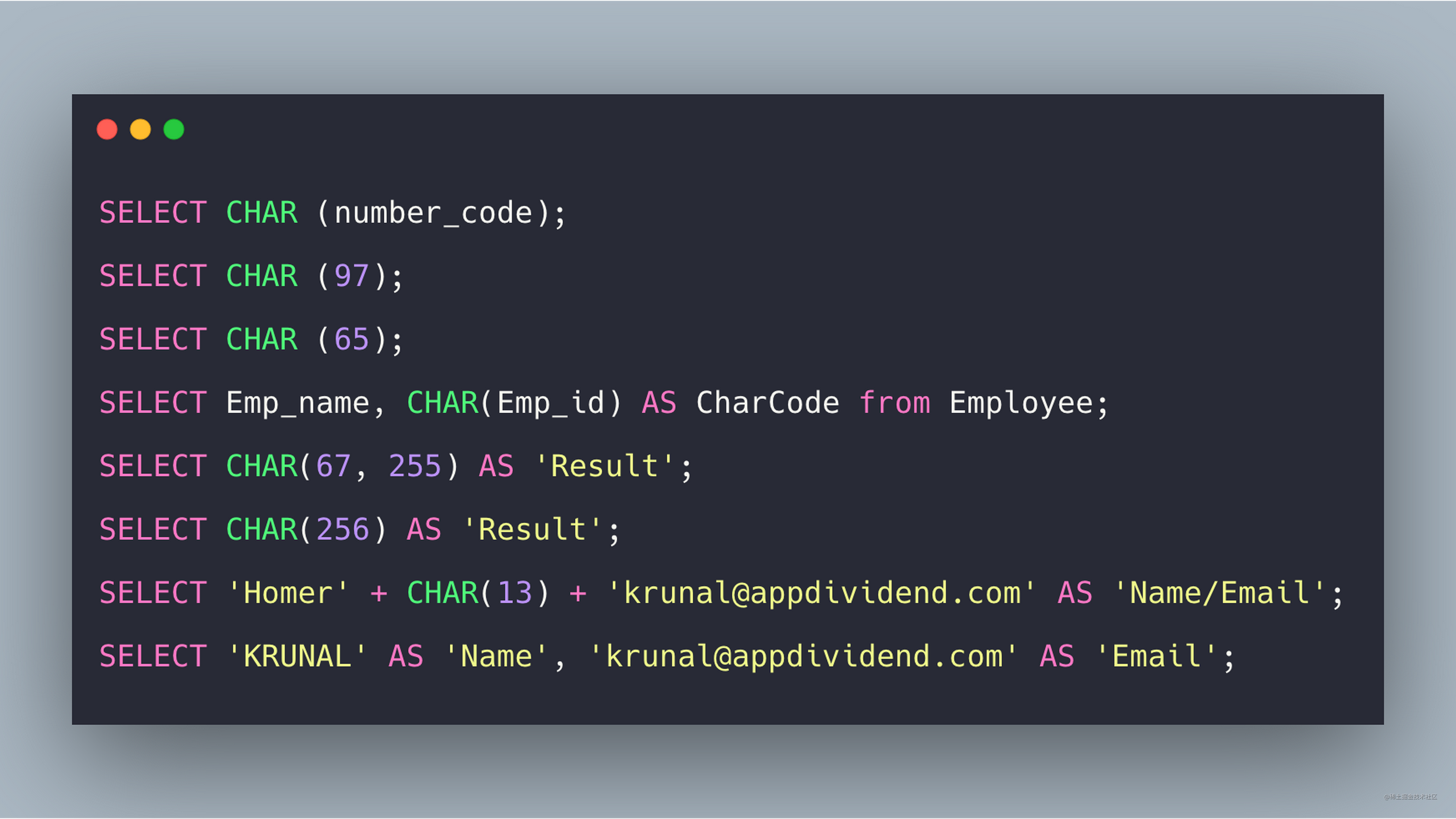 Sql Char To Ascii