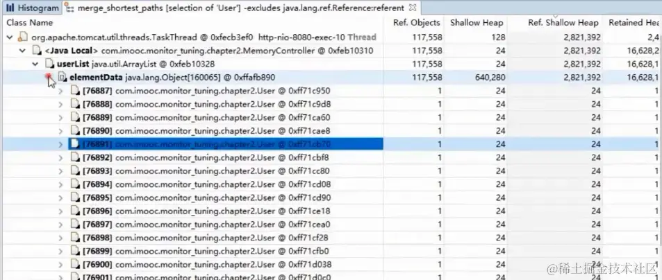 mat查看对象引用树