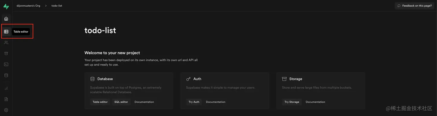 Create new table button
