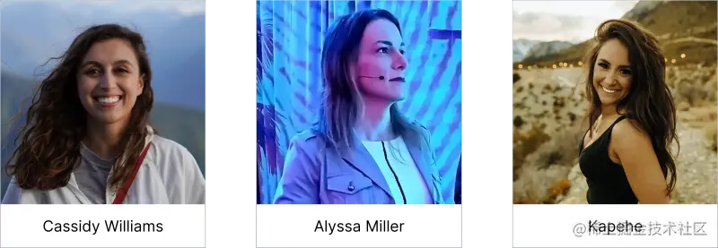 Developer Day speakers Cassidy Williams, Alyssa Miller, and Kapehe