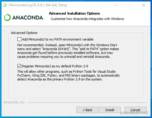 conda install advanced options (W10)