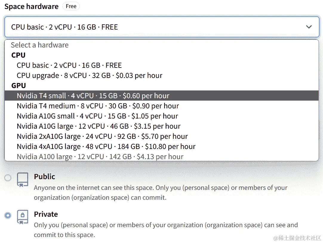 图 9.17 – Hugging Face Space 配置