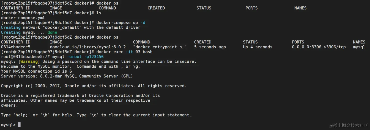 docker-compose 启动容器