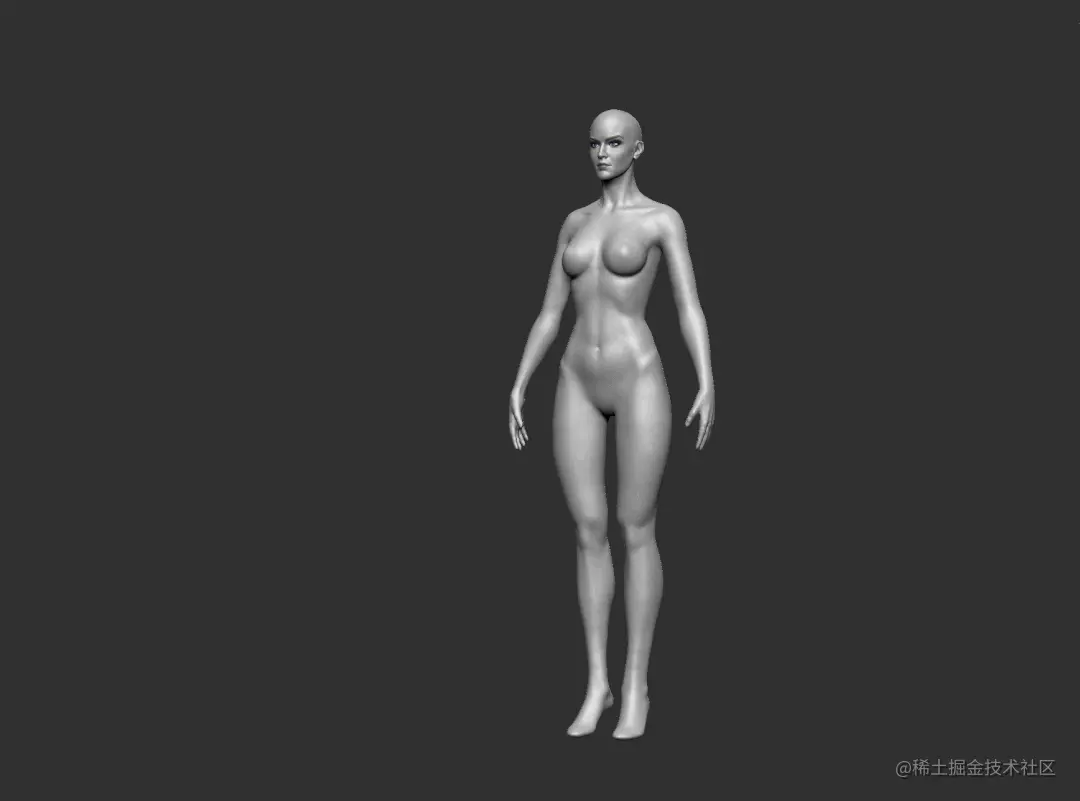 在ZBrush中对裙装添加了贴图