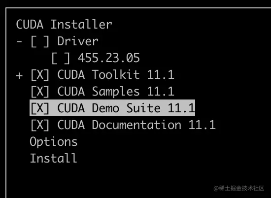 cuda安装选项