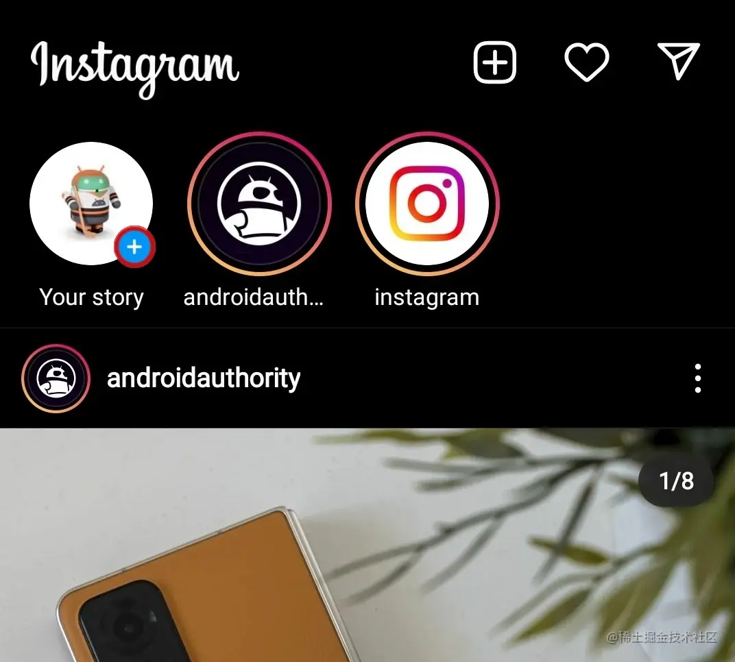 在 Instagram 顶部的气泡中按您的图标以添加到您的故事