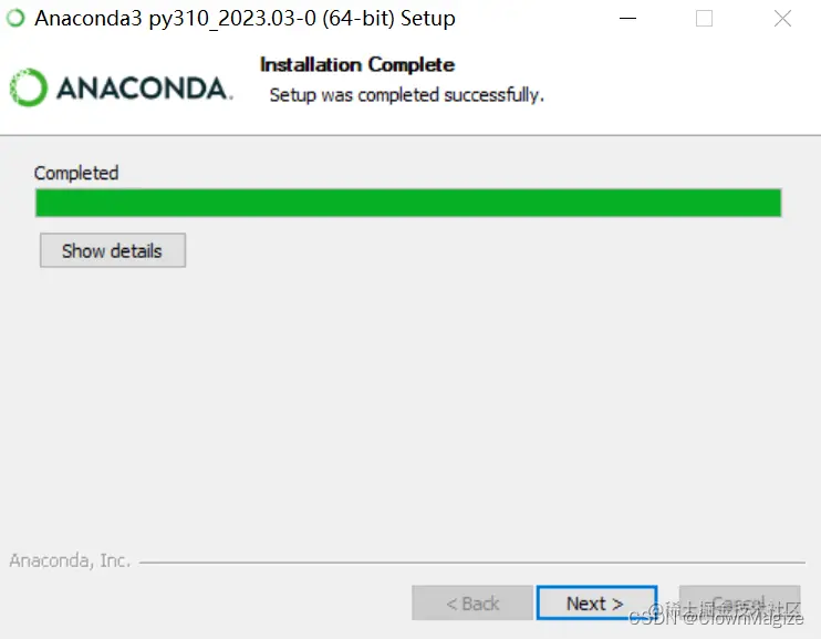 这表示安装完成，点击Next.