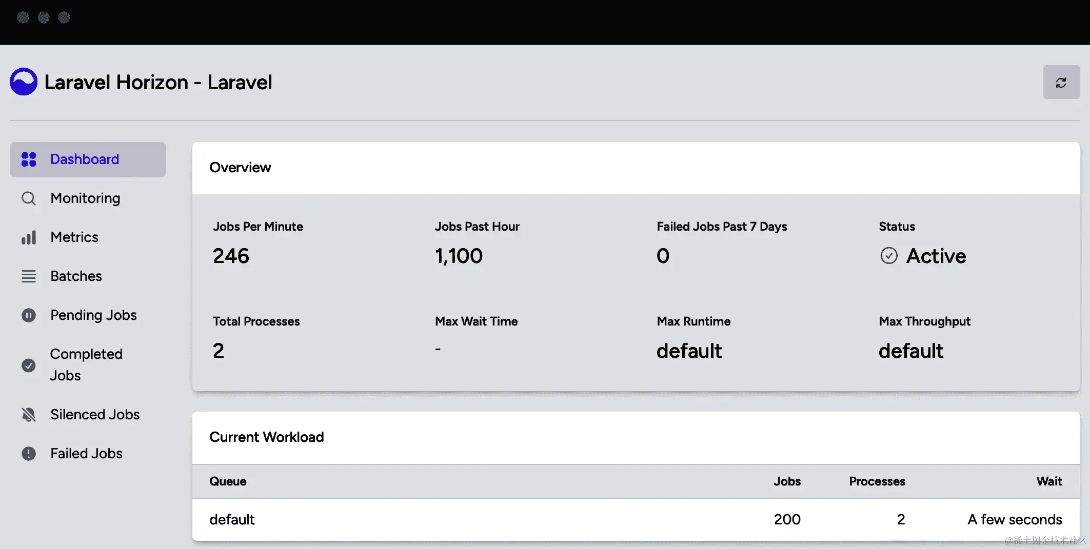 Horizon 仪表板的截图