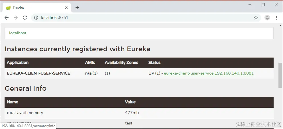 Eureka实例信息IP链接