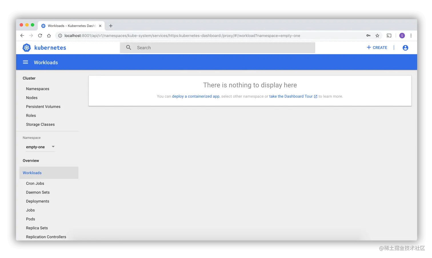 Kubernetes Dashboard 欢迎页面