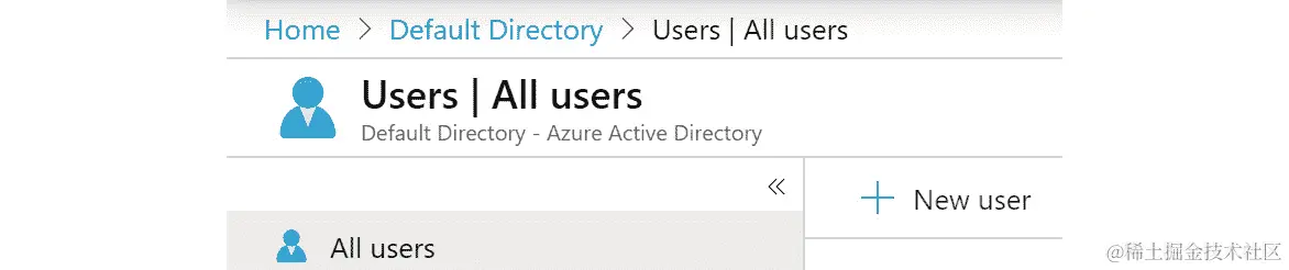导航到左侧菜单中的所有用户选项，然后点击新用户按钮。