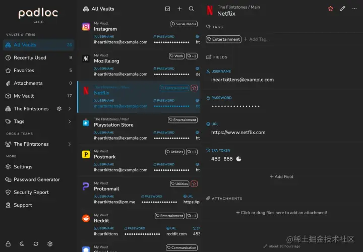 Screenshot of the Padloc app.