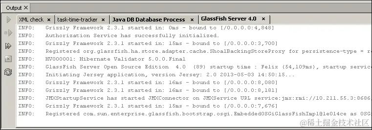 启动 GlassFish 4 服务器