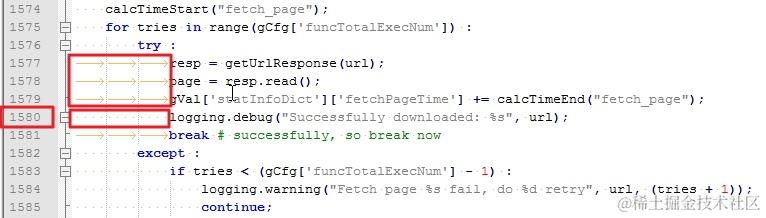 1580 space and tab mixed