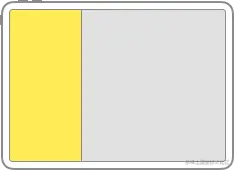 横屏状态下的 iPad 示意图，其屏幕的左侧三分之一为黄色阴影。