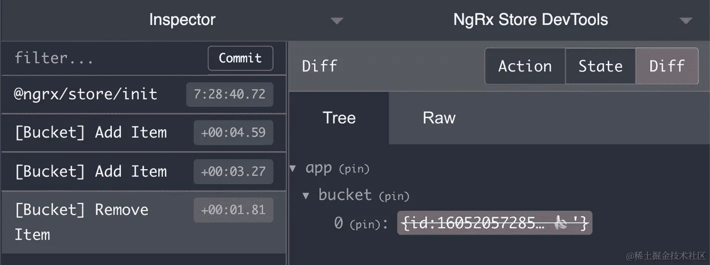 图 6.10 - removeItemFromBucket 操作导致从桶中移除项目