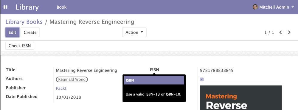 Odoo 12图书项目 ISBN 提示