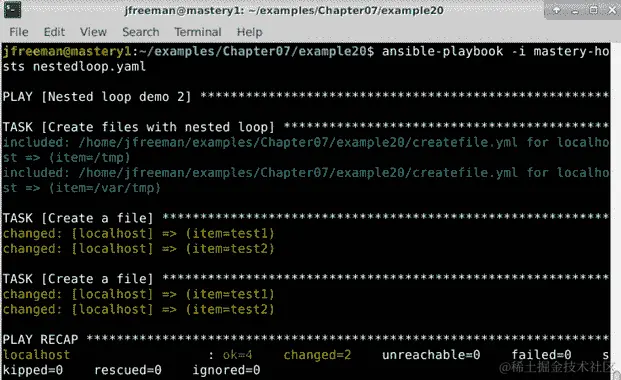 图 7.21 - 通过包含的任务文件在 Ansible 中构建嵌套循环，使用 loop_control 变量