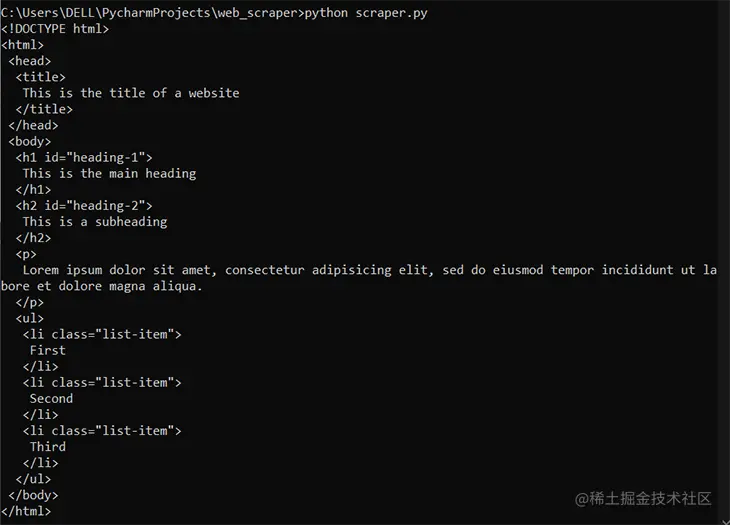 The Beautiful Soup object we created in HTML form