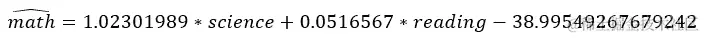 图 9.23：数学成绩与阅读和科学成绩的公式