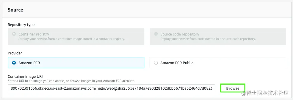 Changing ECR registry URI