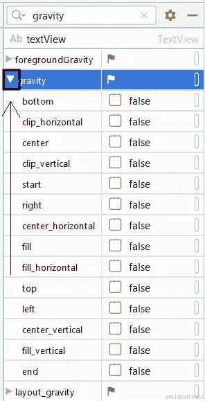 图 4.5 - 展开 gravity 属性
