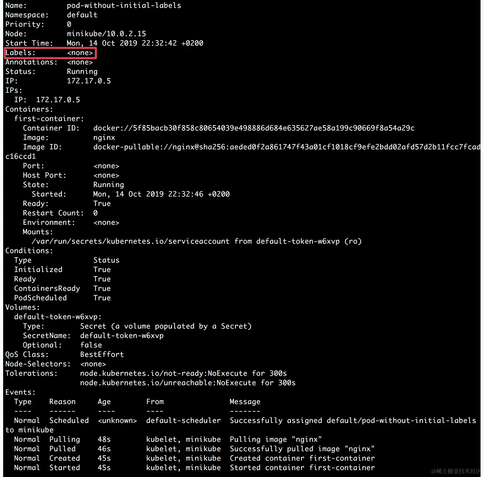 图 6.3：描述没有初始标签的 pod