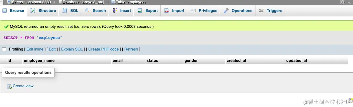 Laravel table after migration:refresh execution