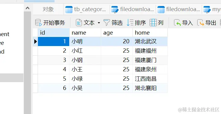 多条插入数据后查看数据库