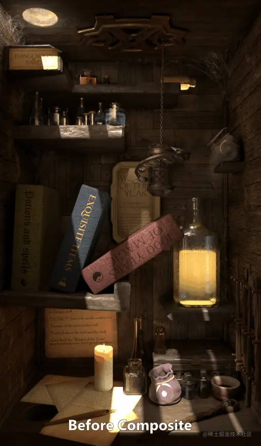 体积、尘埃和色彩校正结合之后效果 - 瑞云渲染