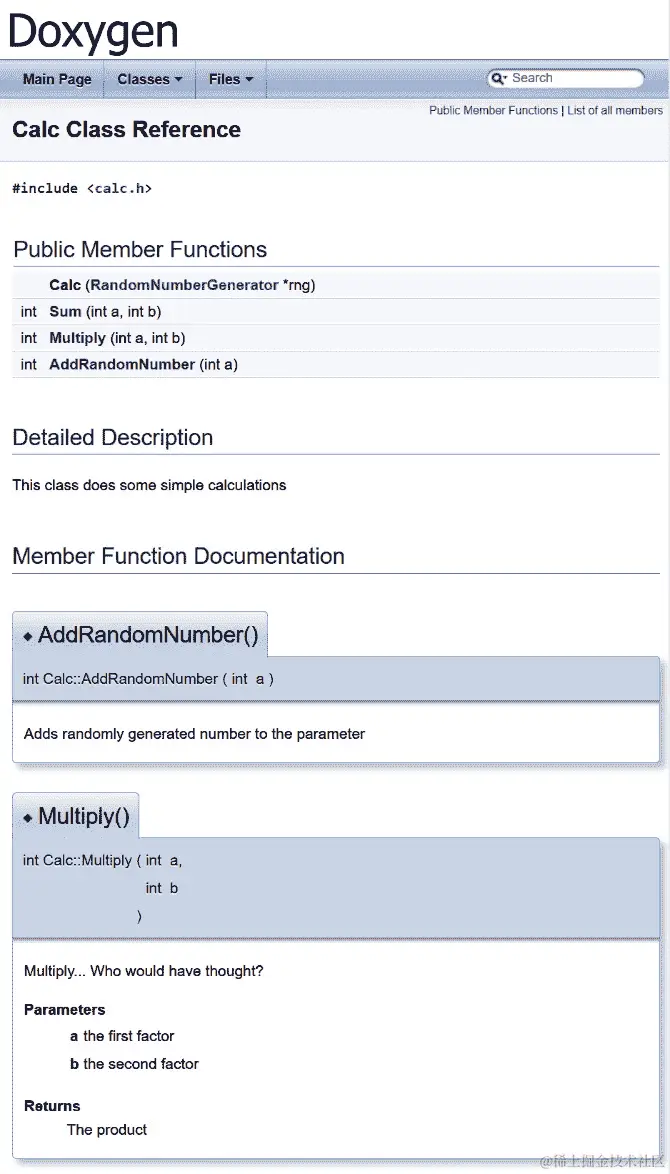 图 10.1 – 使用 Doxygen 生成的类参考