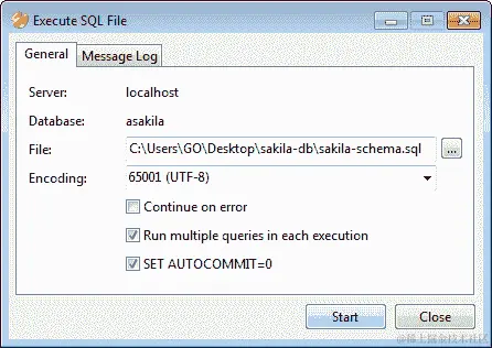 从 SQL 转储文件创建数据库模式