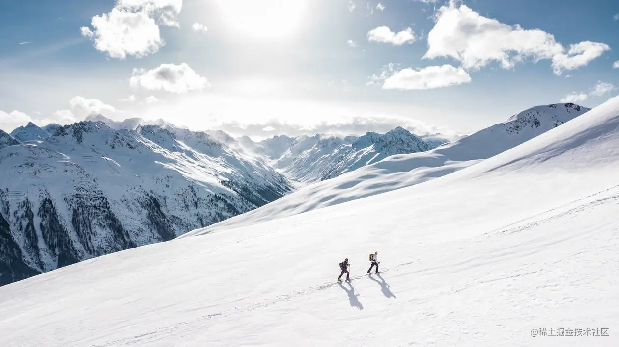Two Man Hiking on Snow Mountain