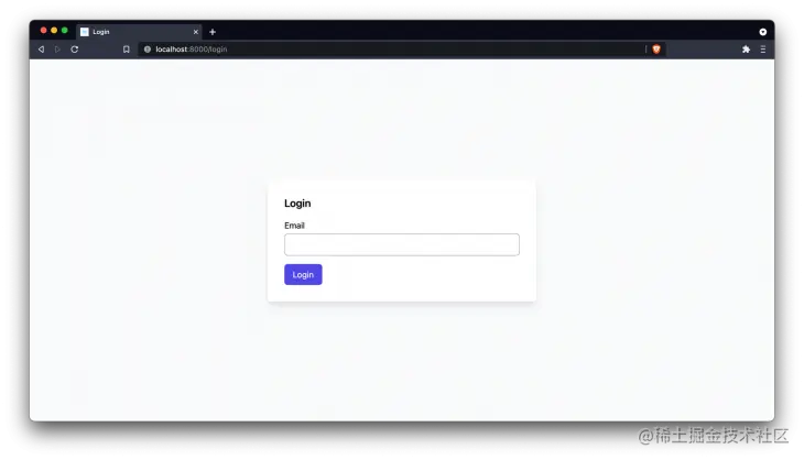 Screenshot of Laravel web page with simple login box