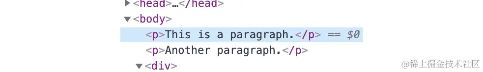 图 1.13：在元素选项卡上选择 DOM 元素