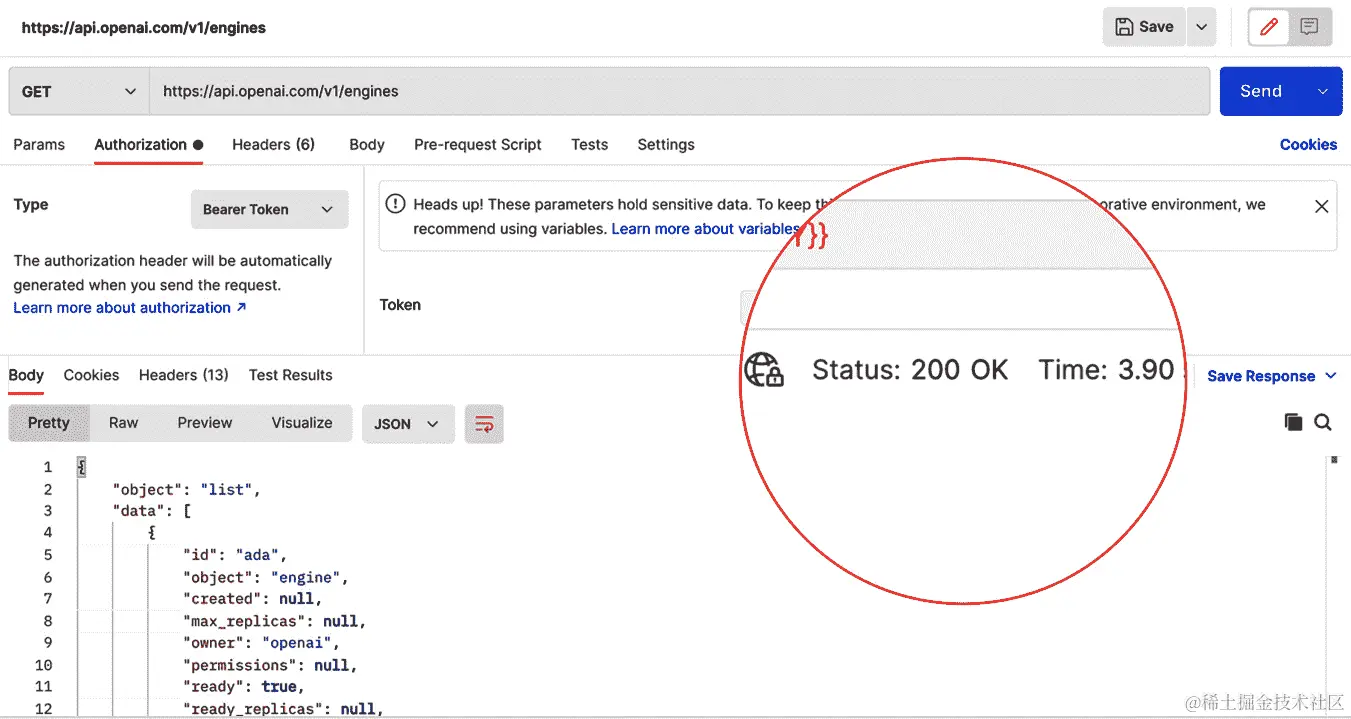 图 4.12 – 使用 API 密钥作为持有者标记的 API 请求