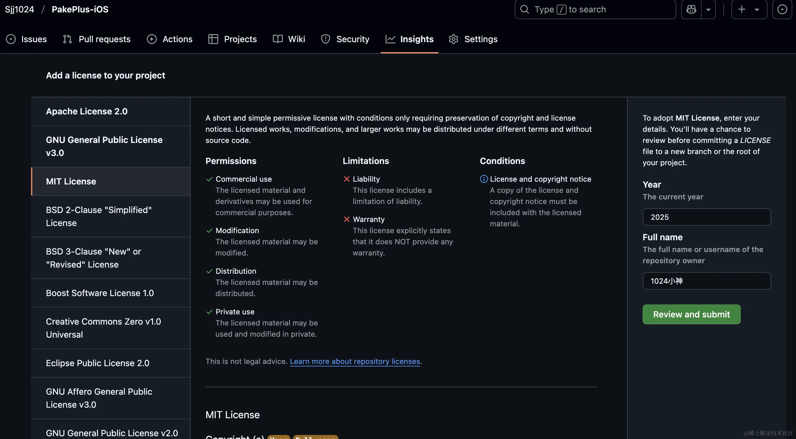 github开源项目添加开源协议，使用很简单直接在GitHub 网页上创建进入你的GitHub 仓库打开你的项目- 掘金