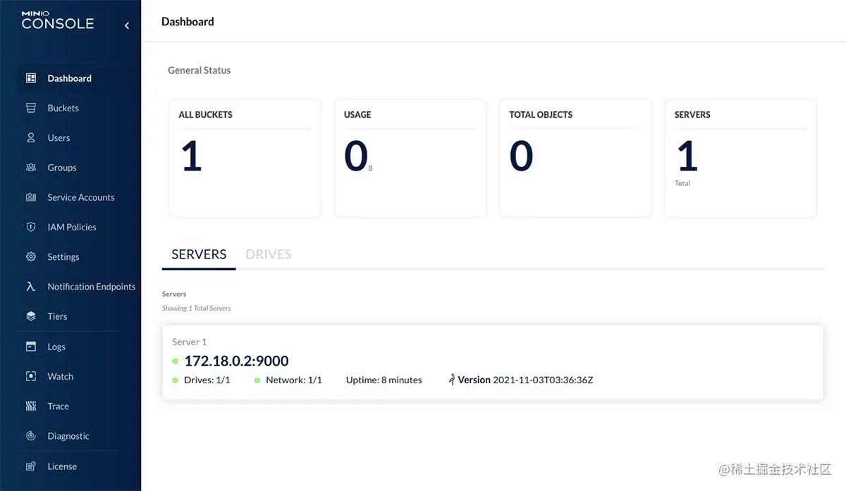 MinIO 默认控制台