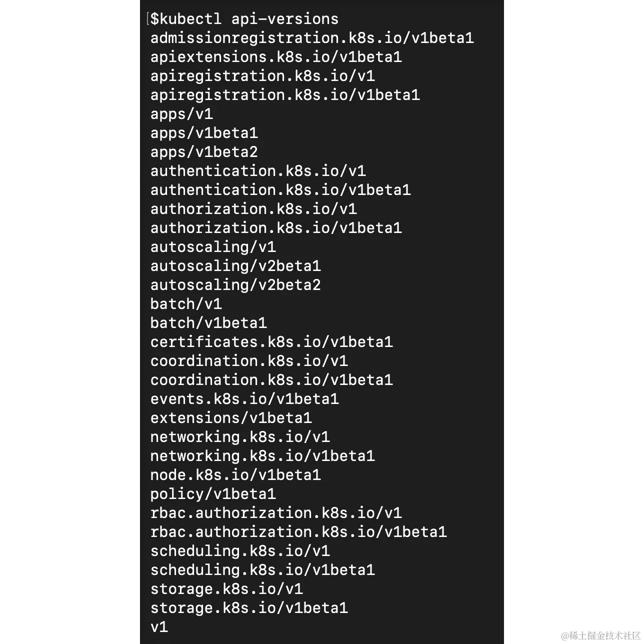 图 19.3：各种 API 组及其版本