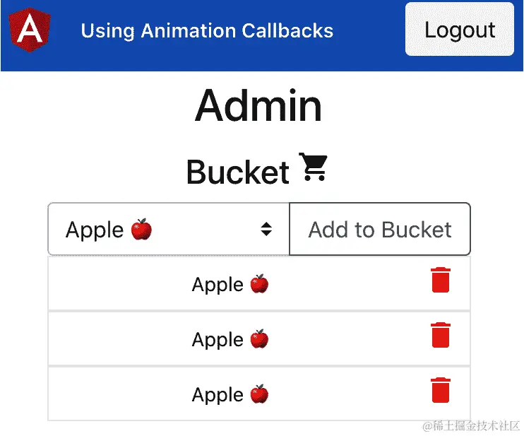 图 4.6-动画回调应用程序在 http://localhost:4200 上运行