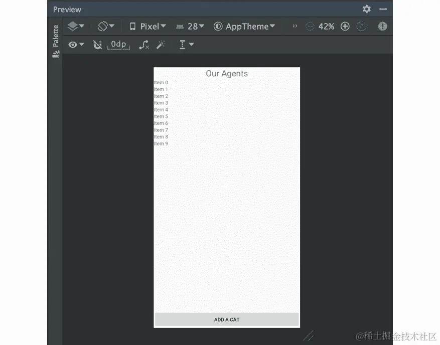 图 6.15：主布局，带有一个添加猫的按钮