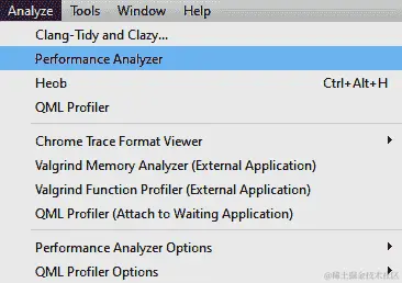 图 12.13 - Qt Creator 显示性能分析器选项