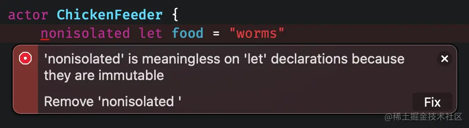 Marking immutable properties nonisolated is redundant.