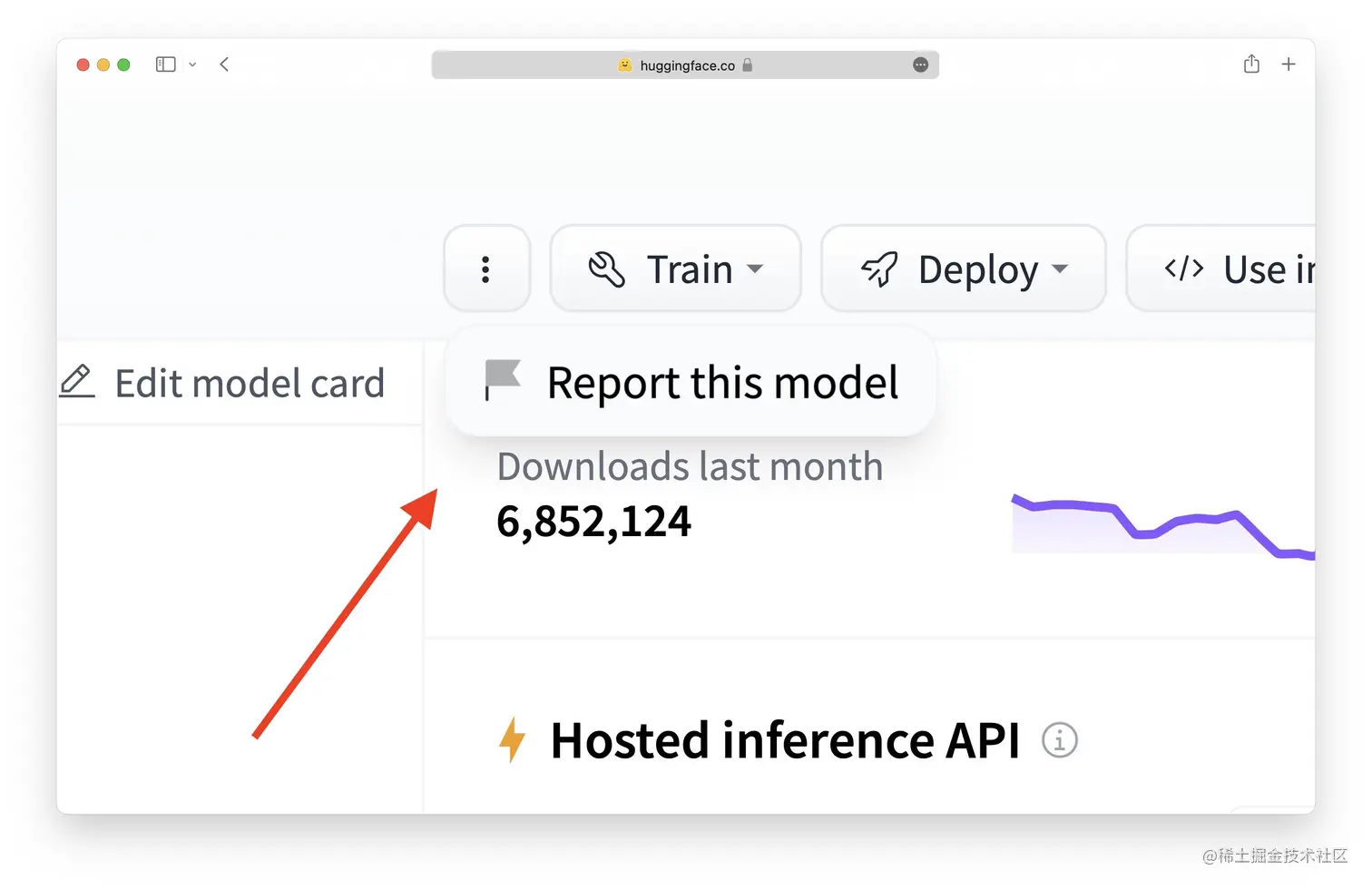 登录后，你可以单击“三个竖点”按钮以显示报告 (或标记) 仓库的功能。这将在仓库的社区选项卡中打开一个对话。