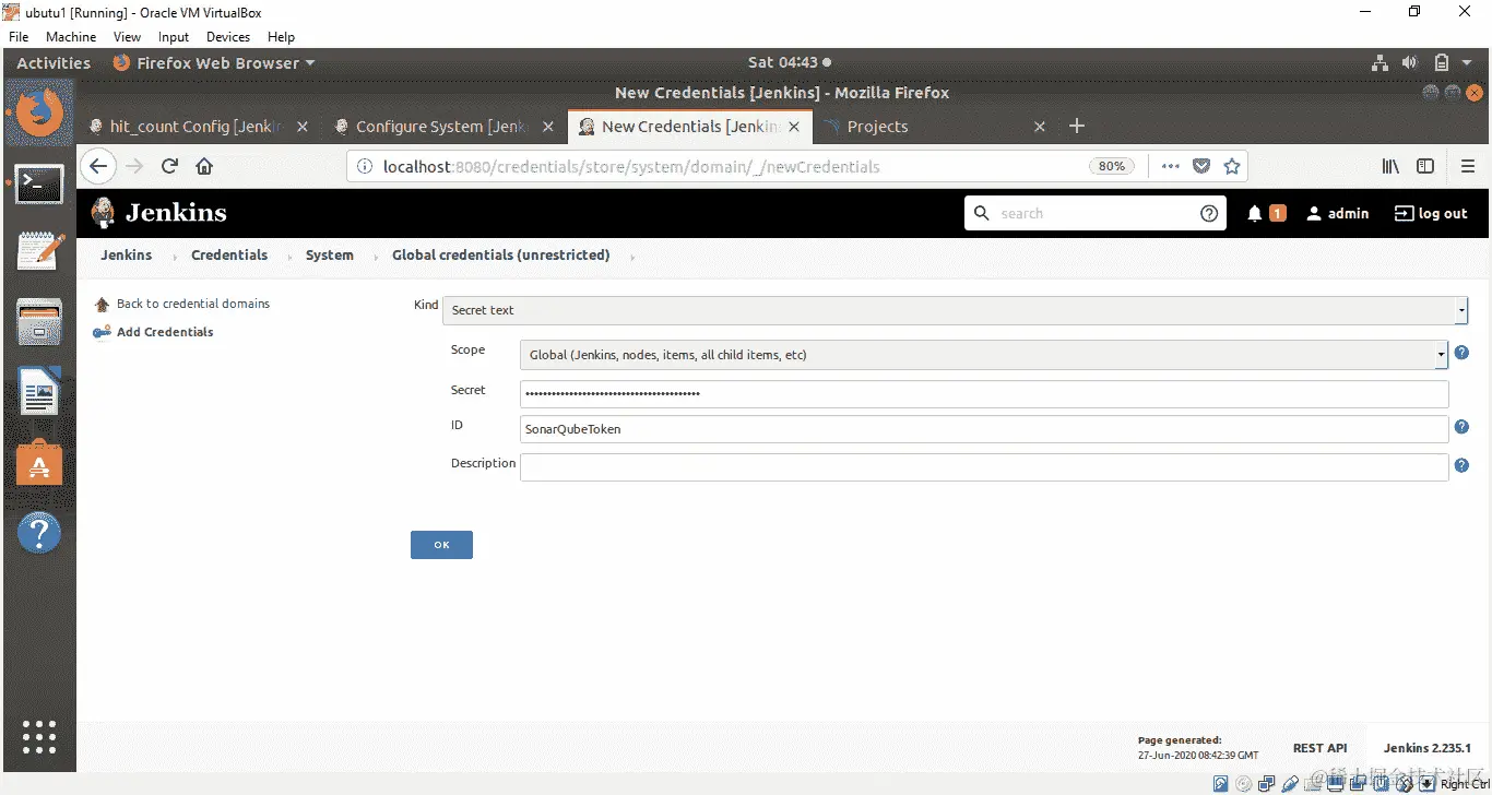 图 8.53：将令牌添加到秘密文本框