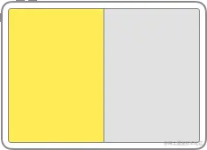 横屏状态下的 iPad 示意图，其屏幕的左半部分以黄色阴影显示。